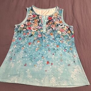 Women’s Blue Multi Color Floral Print Tank Top XL - EUC - $5 or 3/$10